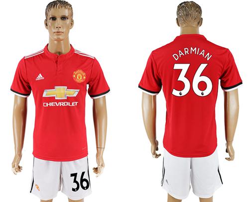 Manchester United #36 Darmian Red Home Soccer Club Jersey - Click Image to Close
